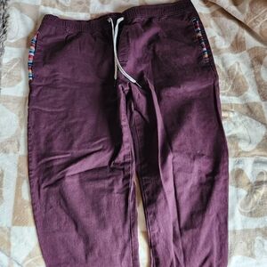 Men's Casual Plum Joggers with Multicolor Accents